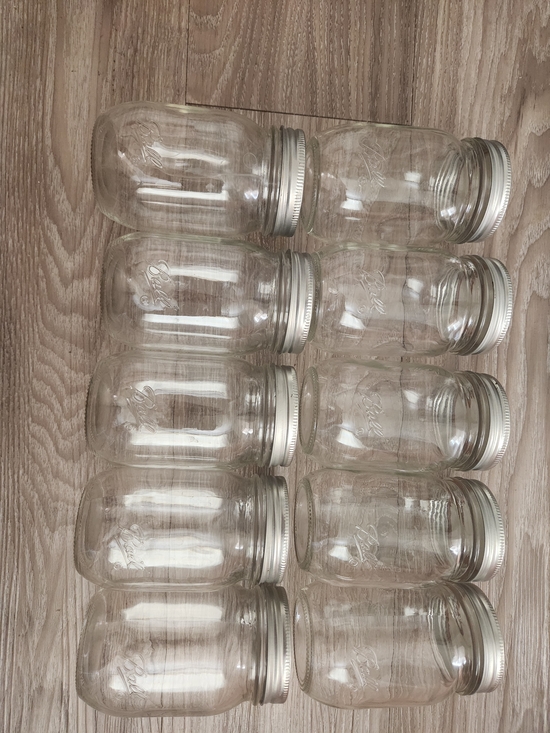 Set of 10 Ball Mason Jars Pint Glass Jars with Lids and Bands